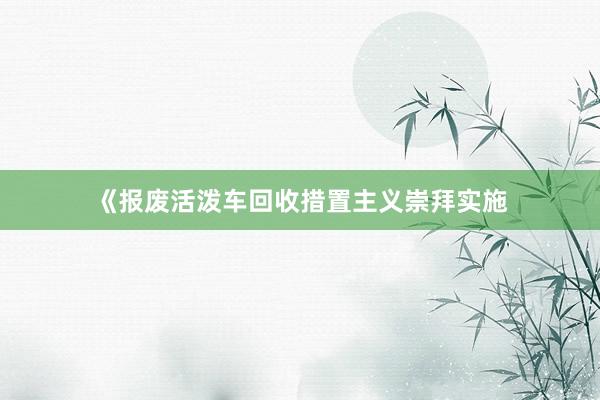 《报废活泼车回收措置主义崇拜实施