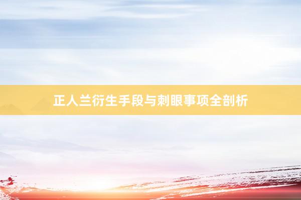 正人兰衍生手段与刺眼事项全剖析